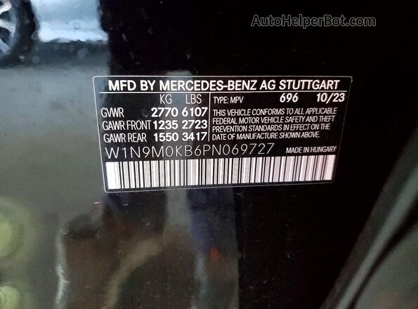 W1N9M0KB6PN069727 2023 MERCEDES-BENZ EQB Black Vista interior de 360 grados