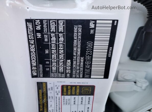 W1NKJ4HB1RF231060 2024 MERCEDES-BENZ GLC-CLASS Белый Вид наклейки с VIN-кодом