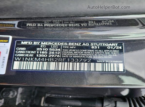 W1NKM4HB2RF133792 2024 MERCEDES-BENZ GLC-CLASS Серый Вид наклейки с VIN-кодом