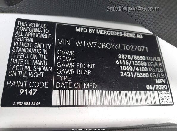 W1W70BGY6LT027071 2020 MERCEDES-BENZ SPRINTER Белый Вид подкапотного пространства