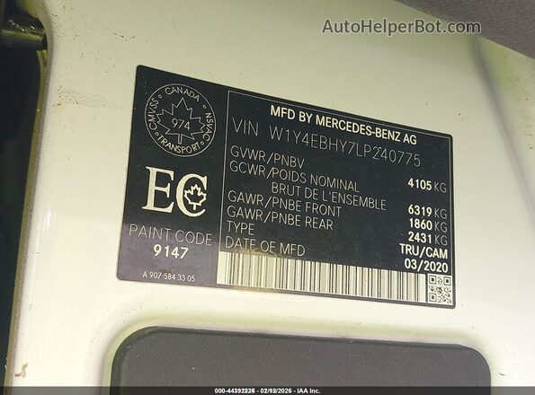 W1Y4EBHY7LP240775 2020 MERCEDES-BENZ SPRINTER Белый Вид подкапотного пространства