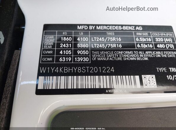 W1Y4KBHY8ST201224 2025 MERCEDES-BENZ SPRINTER White Вид підкапотного простору