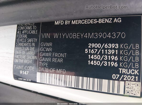 W1YV0BEY4M3904370 2021 MERCEDES-BENZ METRIS Белый Вид подкапотного пространства