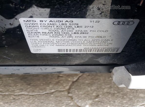 WA1ABAFY8P2061686 2023 AUDI Q5 Черный Вид наклейки с VIN-кодом