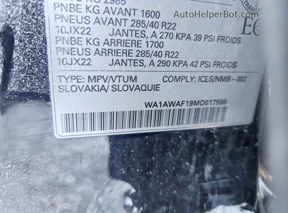 WA1AWAF19MD017588 2021 AUDI SQ8 Black Widok komory silnika