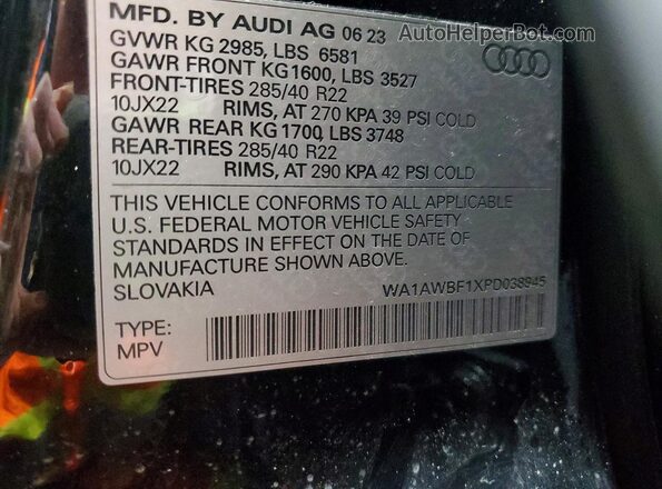 WA1AWBF1XPD038945 2023 AUDI SQ8 Black Widok wnętrza 360 stopni