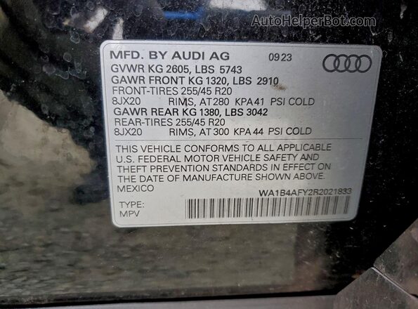 WA1B4AFY2R2021833 2024 AUDI SQ5 Черный Панорамный вид салона 360°