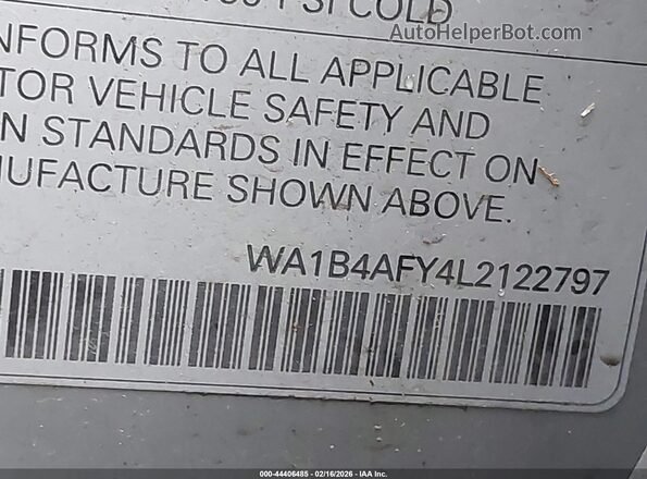 WA1B4AFY4L2122797 2020 AUDI SQ5 Gray Вид підкапотного простору