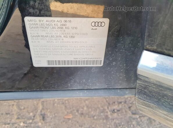 WA1C2AFP2HA005833 2017 AUDI Q5 Black Вид підкапотного простору