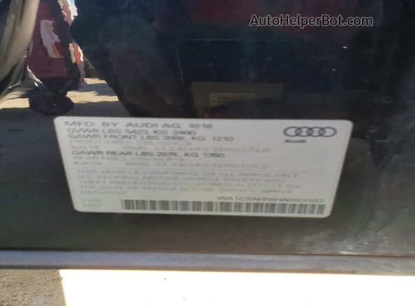 WA1C2AFPXHA063382 2017 AUDI Q5 Charcoal VIN კოდის სტიკერის ხედი