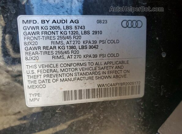 WA1C4AFY8R2005172 2024 AUDI SQ5 Black Widok komory silnika