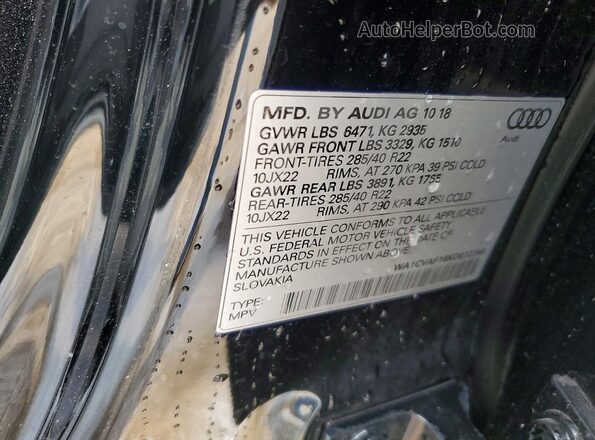 WA1CVAF16KD012244 2019 AUDI Q8 Black Widok naklejki z numerem VIN