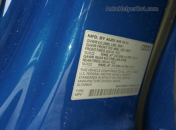 WA1CWBF11RD016134 2024 AUDI SQ8 Синий Вид наклейки с VIN-кодом