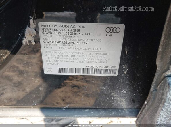 WA1D7AFP5HA013088 2017 AUDI Q5 Black Շարժիչի բաժամունքի տեսք