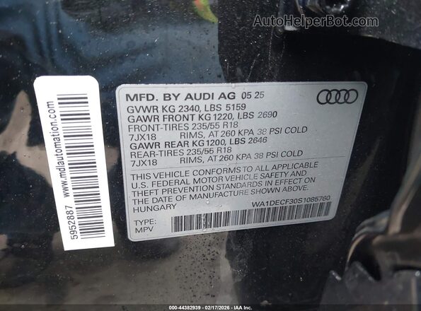 WA1DECF30S1085760 2025 AUDI Q3 Черный Вид подкапотного пространства