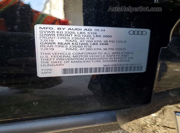 WA1DECF31R1207777 2024 AUDI Q3 Черный Вид наклейки с VIN-кодом