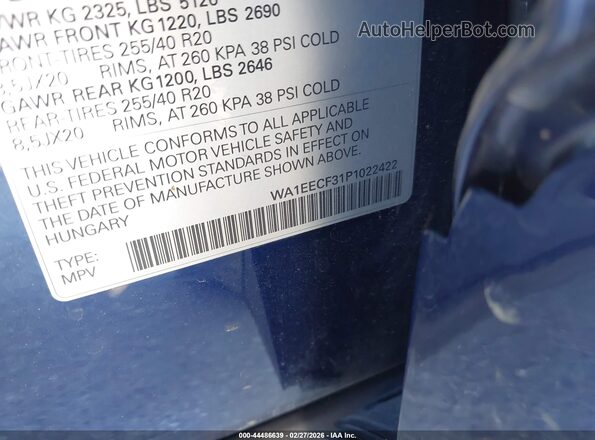 WA1EECF31P1022422 2023 AUDI Q3 Синий Вид подкапотного пространства