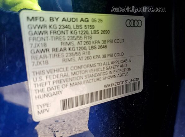WA1EECF31S1084749 2025 AUDI Q3 Blue Շարժիչի բաժամունքի տեսք