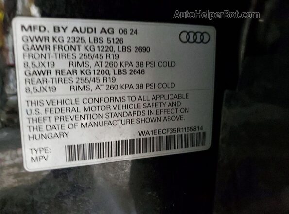 WA1EECF35R1165814 2024 AUDI Q3 Черный Панорамный вид салона 360°