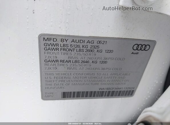 WA1EECF36M1132524 2021 AUDI Q3 Белый Вид подкапотного пространства