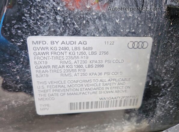 WA1GAAFY2P2071577 2023 AUDI Q5 Черный Вид подкапотного пространства