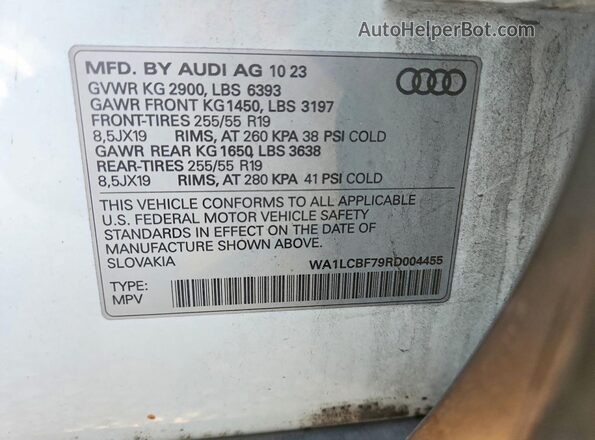 WA1LCBF79RD004455 2024 AUDI Q7 Белый Вид наклейки с VIN-кодом