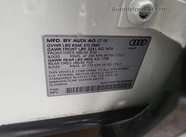 WA1LXAF75LD002823 2020 AUDI Q7 Белый Вид задних сидений
