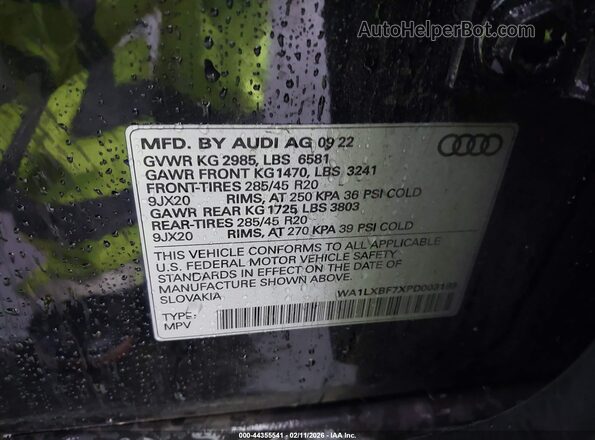 WA1LXBF7XPD003185 2023 AUDI Q7 Черный Вид подкапотного пространства