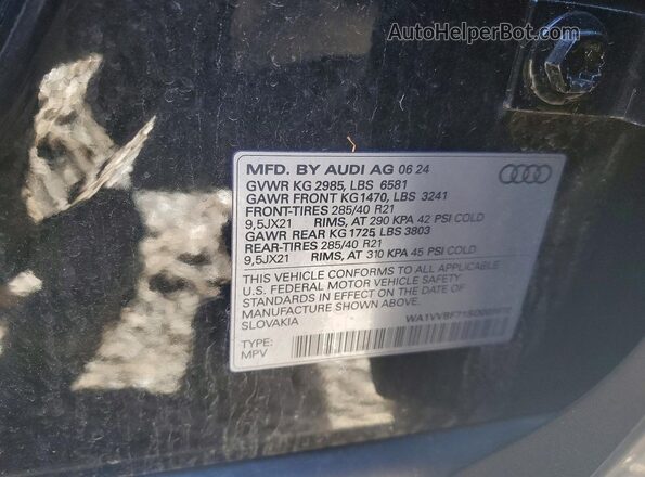WA1VVBF71SD008878 2025 AUDI Q7 Черный Вид наклейки с VIN-кодом