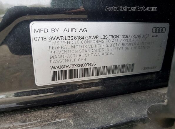 WAU8DAF8XKN003436 2019 AUDI OTHER Black Widok komory silnika