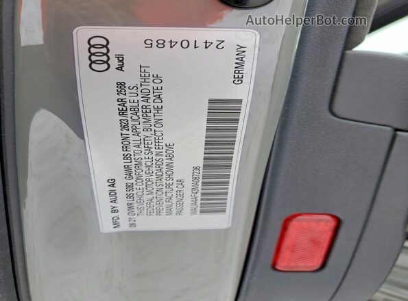 WAUA4AF43MA087236 2021 AUDI S4 Gray Widok naklejki z numerem VIN