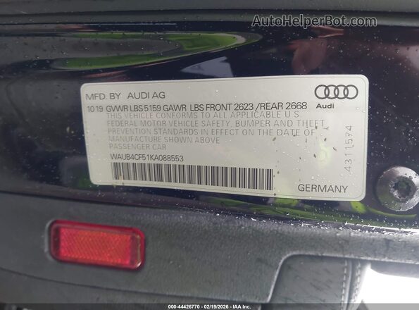 WAUB4CF51KA088553 2019 AUDI S5 Black Widok komory silnika
