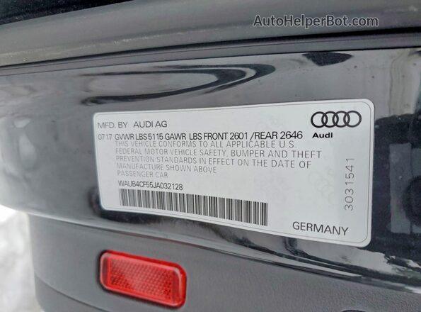 WAUB4CF55JA032128 2018 AUDI S5 Black Widok komory silnika
