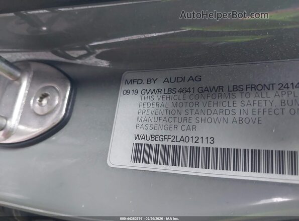 WAUBEGFF2LA012113 2020 AUDI OTHER Серый Вид подкапотного пространства