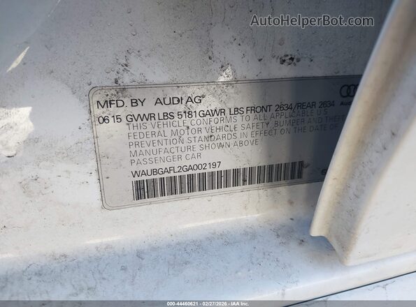 WAUBGAFL2GA002197 2016 AUDI S4 White Widok komory silnika