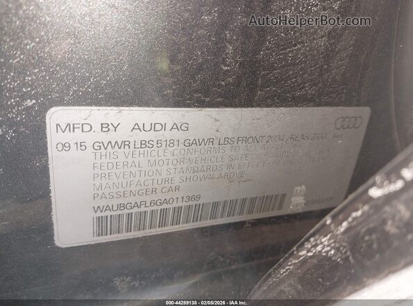 WAUBGAFL6GA011369 2016 AUDI S4 Gray Widok komory silnika
