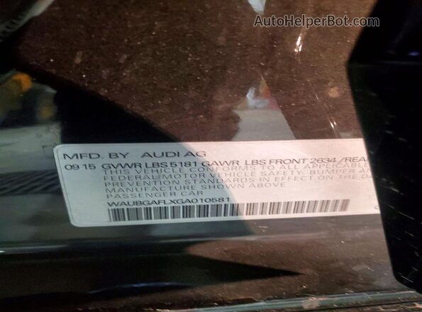 WAUBGAFLXGA010581 2016 AUDI S4 Black Widok komory silnika