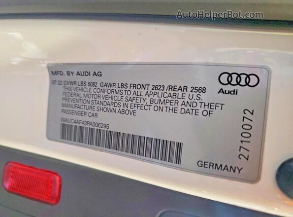 WAUC4AF43PA006295 2023 AUDI S4 Белый Вид подкапотного пространства