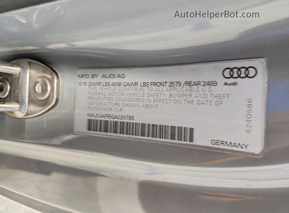 WAUC4AFR5GA026785 2016 AUDI S5 Gray Вид підкапотного простору