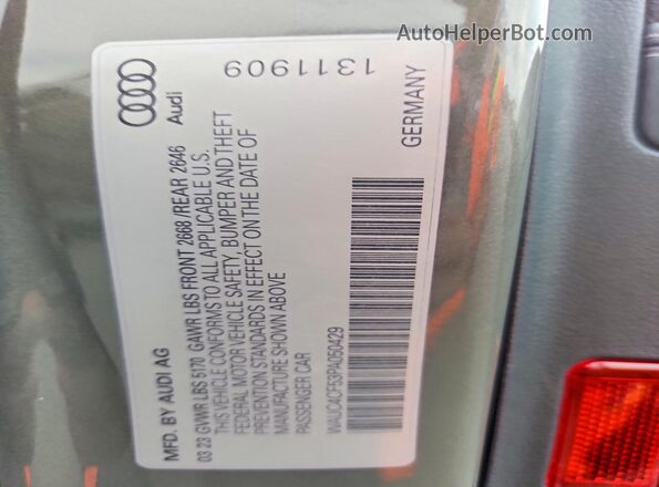 WAUC4CF53PA050429 2023 AUDI S5 Зеленый Вид наклейки с VIN-кодом