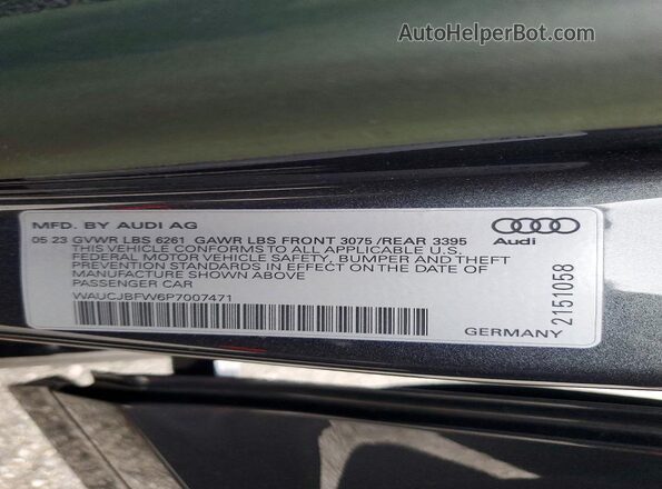 WAUCJBFW6P7007471 2023 AUDI E-TRON Угольный Вид наклейки с VIN-кодом