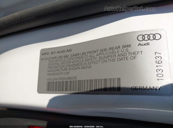 WAUDACF50RA085235 2024 AUDI OTHER White Widok komory silnika