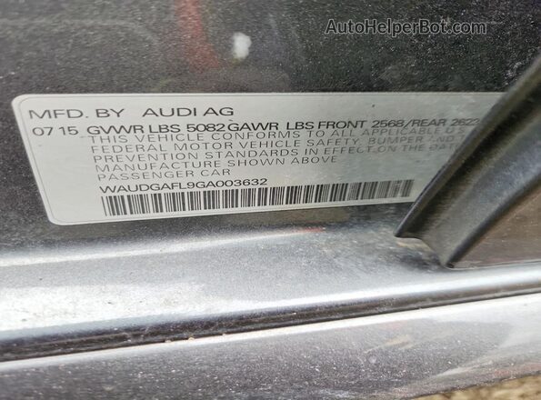 WAUDGAFL9GA003632 2016 AUDI S4 Charcoal Vista del compartimento del motor