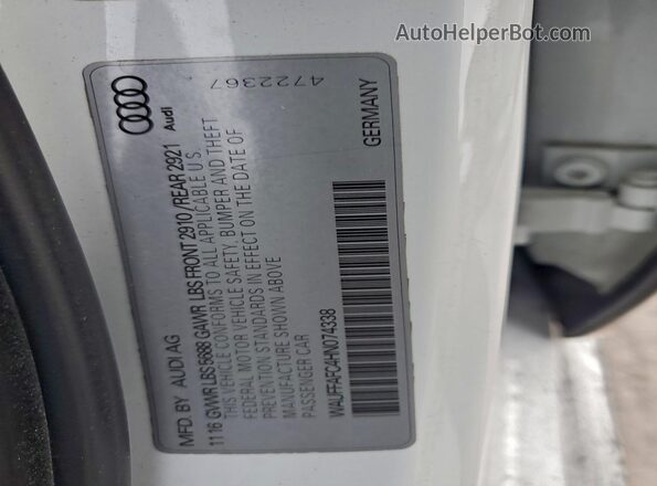 WAUFFAFC4HN074338 2017 AUDI S6 Серебряный Вид подкапотного пространства