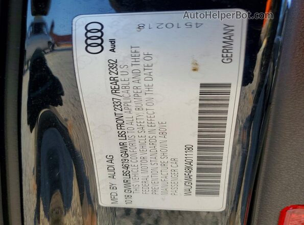 WAUGMAF48KA011180 2019 AUDI OTHER Black Vista del compartimento del motor