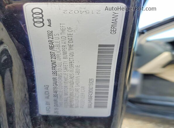 WAUHMAF43KN015926 2019 AUDI OTHER Черный Вид наклейки с VIN-кодом