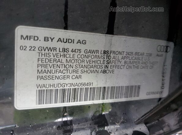 WAUHUDGY3NA056491 2022 AUDI OTHER Черный Вид подкапотного пространства
