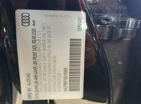 WAUTPBFF7GA105605 2016 AUDI OTHER Black Engine compartment view