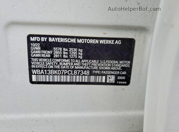 WBA13BK07PCL87348 2023 BMW M5 White Вид підкапотного простору