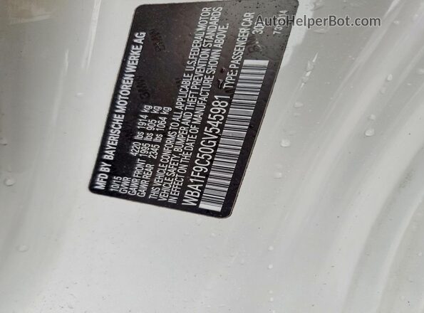 WBA1F9C50GV545981 2016 BMW OTHER Белый Вид подкапотного пространства